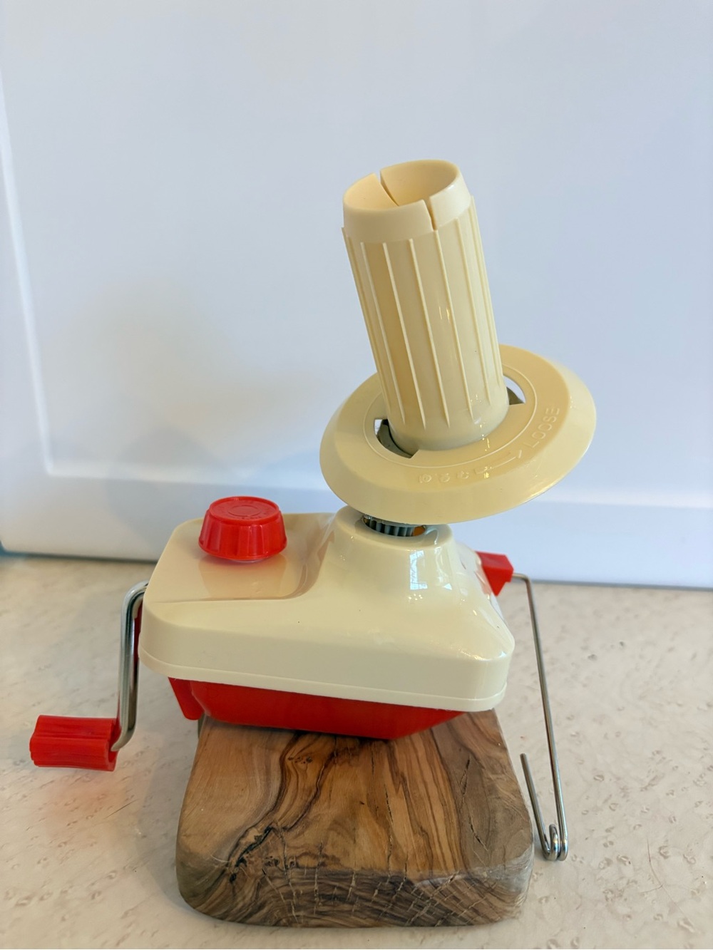 a hand-operated yarn ball winder